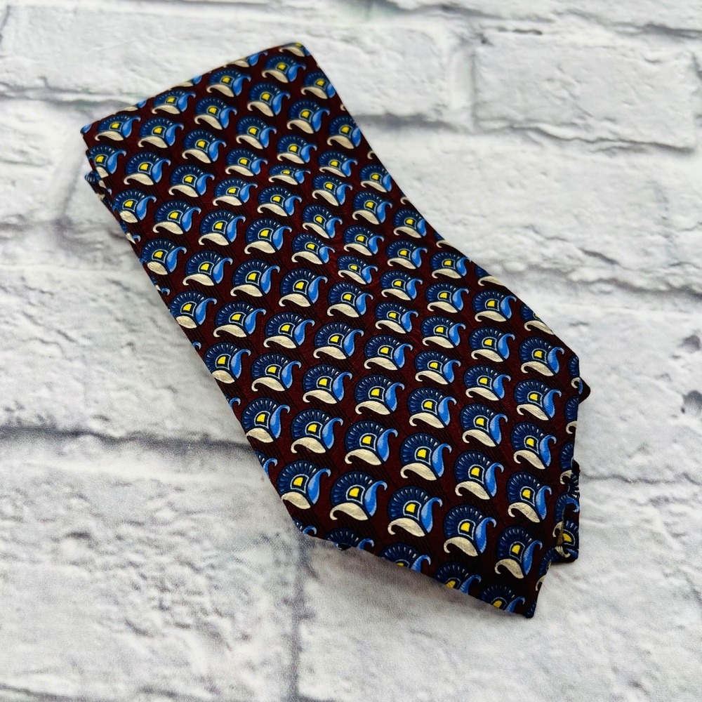 Robert Talbott Studio Burgundy Blue Paisley Silk Mens Necktie Preppy Career